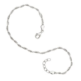 Polished Bead and Snake Chain Wrapped Anklet in Sterling Silver - 10&quot;