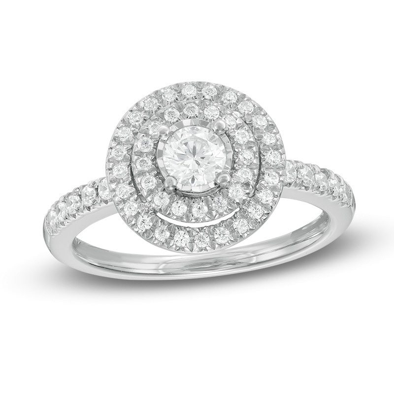 Main Image 1 of 0.45 CT. T.W. Diamond Double Frame Engagement Ring in 14K White Gold
