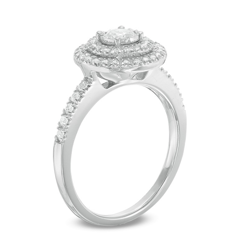 Main Image 2 of 0.45 CT. T.W. Diamond Double Frame Engagement Ring in 14K White Gold