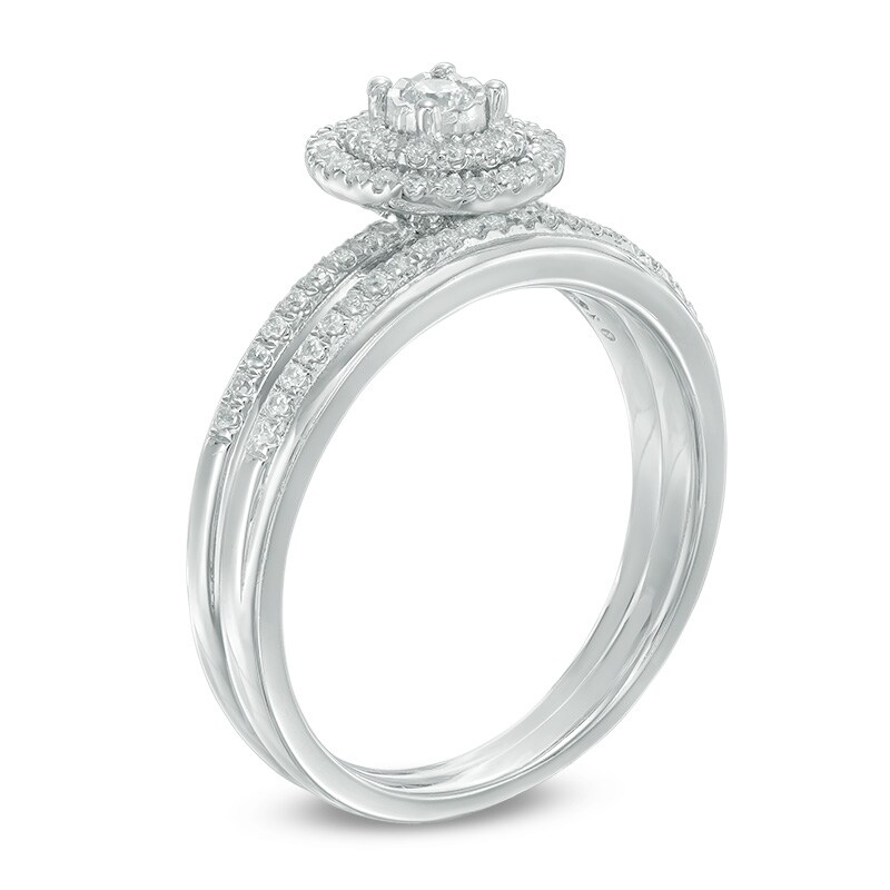 Main Image 2 of 0.30 CT. T.W. Diamond Double Frame Bridal Set in 10K White Gold