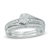 Thumbnail Image 1 of 0.33 CT. T.W. Diamond Flower Composite Swirl Bridal Set in 10K White Gold