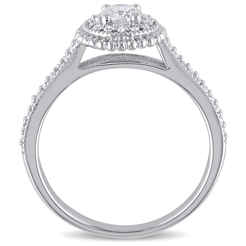 Main Image 3 of 0.50 CT. T.W. Diamond Vintage-Style Bead Double Frame Engagement Ring in 10K Two-Tone Gold