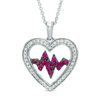 Thumbnail Image 1 of Lab-Created Ruby and White Sapphire Heartbeat Pendant in Sterling Silver