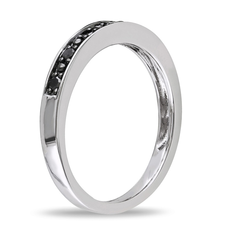 Main Image 2 of 0.11 CT. T.W. Black Diamond Band in Sterling Silver