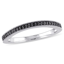 0.14 CT. T.W. Black Diamond Curved Vintage-Style Band in Sterling Silver