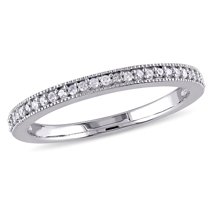 Main Image 1 of 0.13 CT. T.W. Diamond Vintage-Style Wedding Band in Sterling Silver
