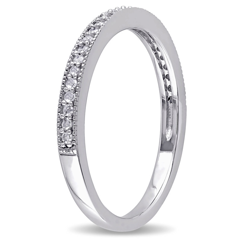 Main Image 2 of 0.13 CT. T.W. Diamond Vintage-Style Wedding Band in Sterling Silver