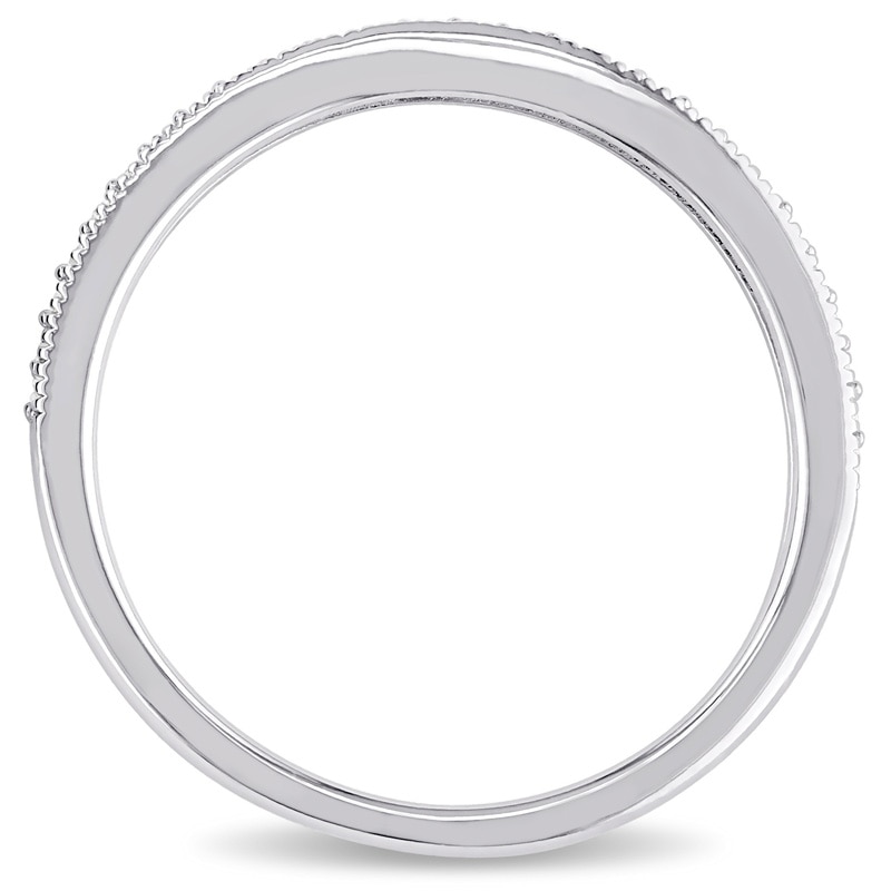 Main Image 3 of 0.13 CT. T.W. Diamond Vintage-Style Wedding Band in Sterling Silver