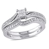Thumbnail Image 0 of 0.26 CT. T.W. Quad Princess-Cut Diamond Bypass Vintage-Style Bridal Set in 10K White Gold