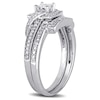 Thumbnail Image 1 of 0.30 CT. T.W. Quad Princess-Cut Diamond Square Frame Crossover Vintage-Style Bridal Set in 10K White Gold