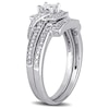 Thumbnail Image 2 of 0.30 CT. T.W. Quad Princess-Cut Diamond Square Frame Crossover Vintage-Style Bridal Set in 10K White Gold
