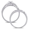 Thumbnail Image 3 of 0.30 CT. T.W. Quad Princess-Cut Diamond Square Frame Crossover Vintage-Style Bridal Set in 10K White Gold