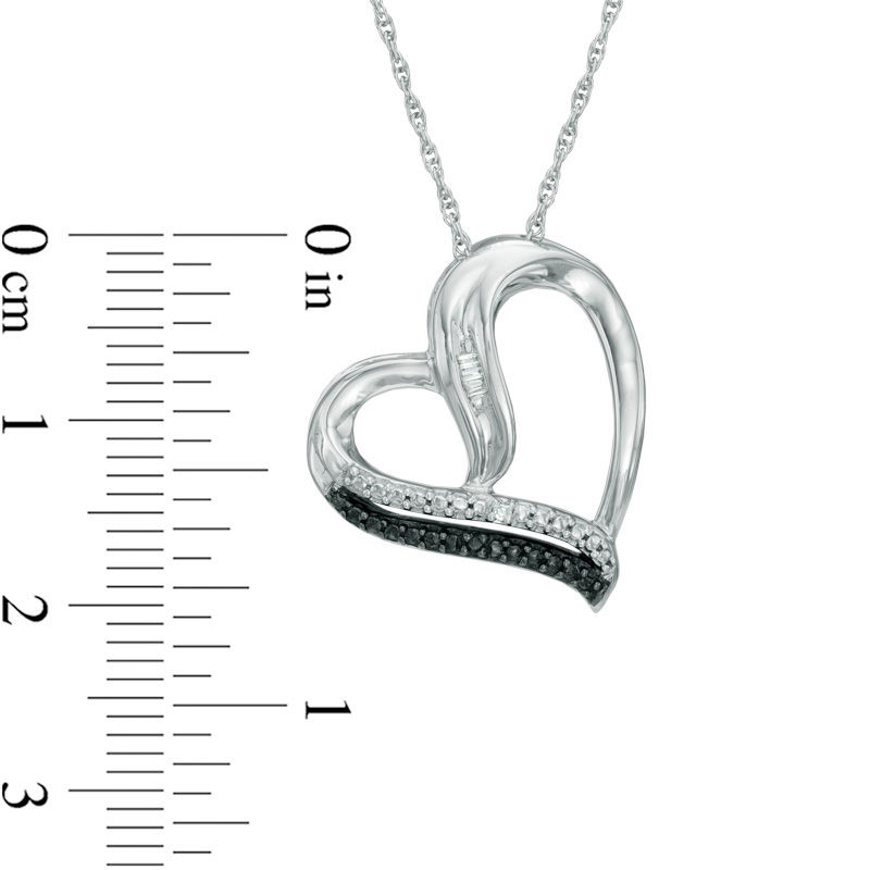 Main Image 2 of Enhanced Black and White Diamond Accent Tilted Heart Pendant in Sterling Silver