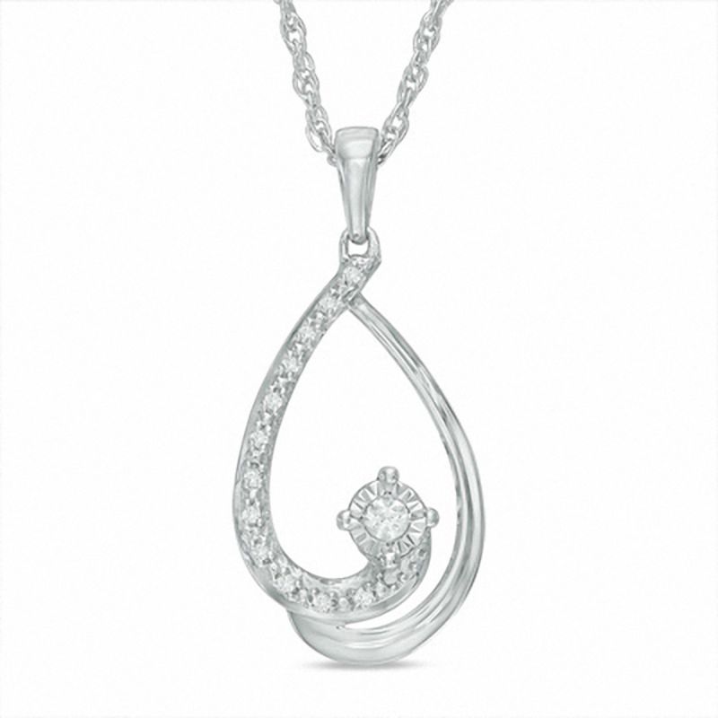 0.05 CT. T.W. Diamond Cradle Pendant in Sterling Silver