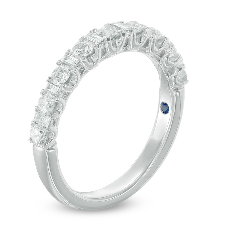 Vera Wang Love Collection 0.58 CT. T.W. Baguette and Round Diamond Alternating Wedding Band in 14K White Gold|Peoples Jewellers