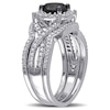 Thumbnail Image 2 of 1.51 CT. T.W. Enhanced Black and White Diamond Frame Twist Three Piece Bridal Set in 10K White Gold