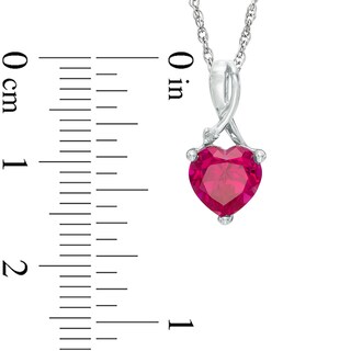 Heart-Shaped Lab-Created Ruby and Diamond Accent Pendant and Stud Earrings Set in Sterling Silver