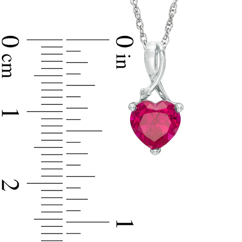 Heart-Shaped Lab-Created Ruby and Diamond Accent Pendant and Stud Earrings Set in Sterling Silver|Peoples Jewellers