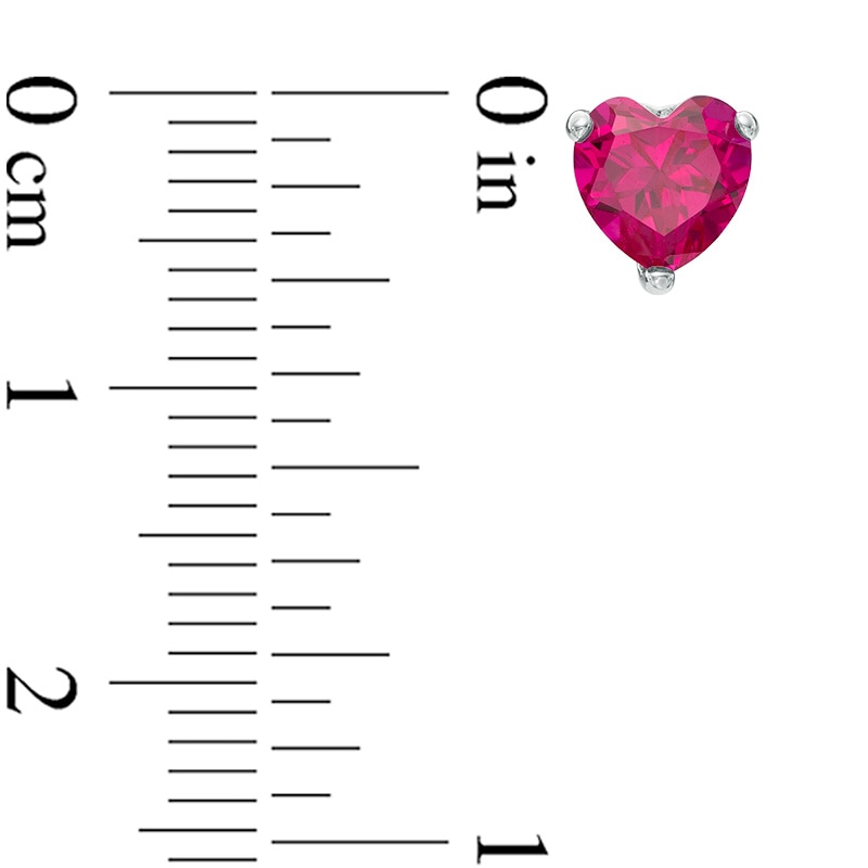 Main Image 3 of Heart-Shaped Lab-Created Ruby and Diamond Accent Pendant and Stud Earrings Set in Sterling Silver