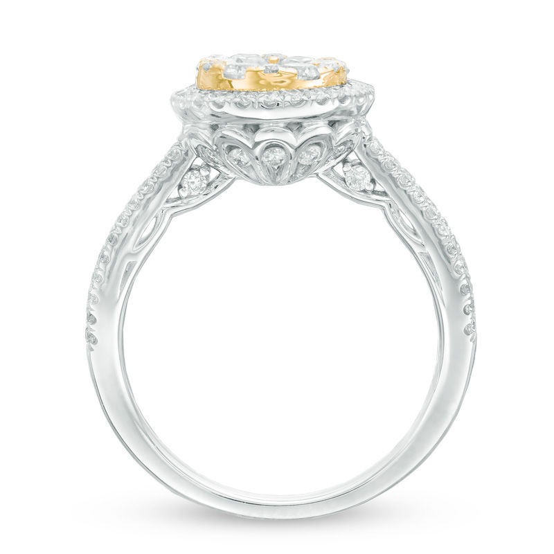 1.26 CT. T.W. Composite Diamond Frame Engagement Ring 10K Two-Tone Gold