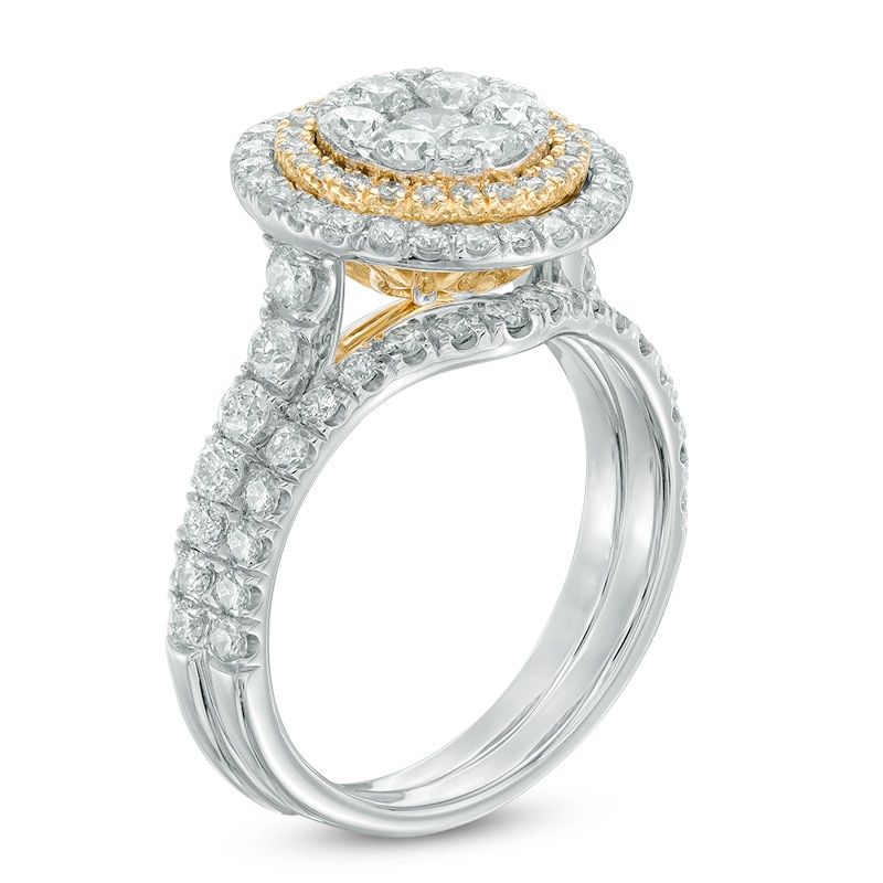 1.72 CT. T.W. Composite Diamond Double Frame Bridal Set in 10K Two-Tone Gold