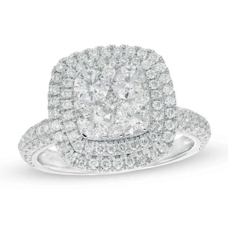 Main Image 1 of 2.00 CT. T.W. Composite Diamond Frame Engagement Ring in 14K Two-Tone Gold