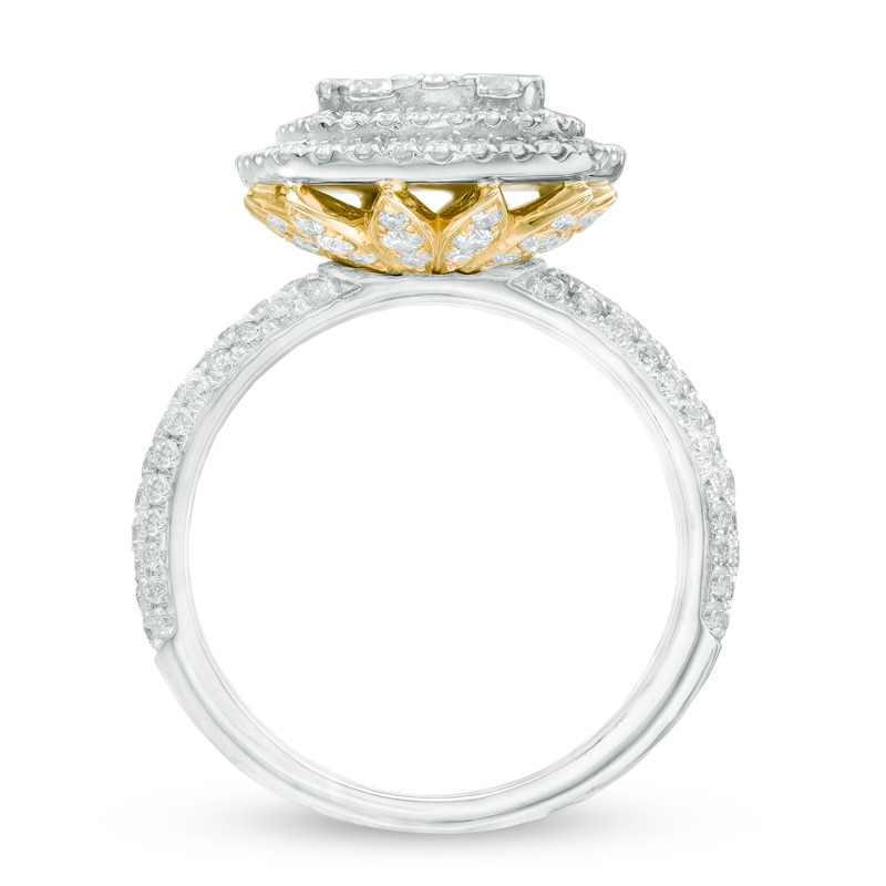 Main Image 3 of 2.00 CT. T.W. Composite Diamond Frame Engagement Ring in 14K Two-Tone Gold