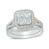 Thumbnail Image 1 of 1.75 CT. T.W. Composite Diamond Square Frame Vintage-Style Bridal Set in 14K Two-Tone Gold