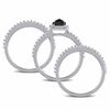 Thumbnail Image 3 of 0.75 CT. Cushion-Shaped Black Diamond and Created White Sapphire Three Piece Bridal Set in 10K White Gold