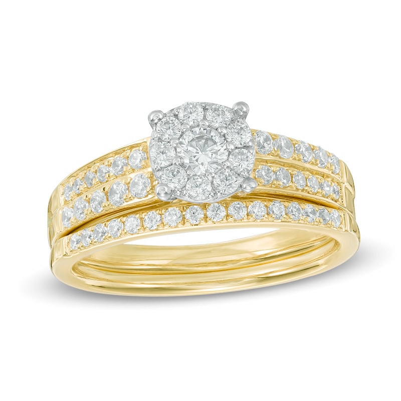 Main Image 1 of 0.75 CT. T.W. Diamond Composite Double Row Bridal Set in 10K Gold