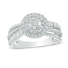 Thumbnail Image 0 of 0.95 CT. T.W. Diamond Double Frame Crossover Rope Shank Engagement Ring in 14K White Gold