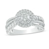 Thumbnail Image 1 of 0.95 CT. T.W. Diamond Double Frame Crossover Rope Shank Engagement Ring in 14K White Gold