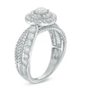 Thumbnail Image 1 of 0.95 CT. T.W. Diamond Double Frame Crossover Rope Shank Engagement Ring in 14K White Gold