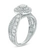Thumbnail Image 2 of 0.95 CT. T.W. Diamond Double Frame Crossover Rope Shank Engagement Ring in 14K White Gold