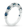 Thumbnail Image 1 of Vera Wang Love Collection Oval Blue Sapphire and 0.37 CT. T.W. Diamond Alternating Band in 14K White Gold