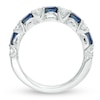 Thumbnail Image 2 of Vera Wang Love Collection Oval Blue Sapphire and 0.37 CT. T.W. Diamond Alternating Band in 14K White Gold
