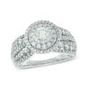 Thumbnail Image 1 of 1.11 CT. T.W. Diamond Double Frame Multi-Row Shank Engagement Ring in 14K White Gold
