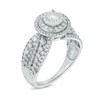 Thumbnail Image 1 of 1.11 CT. T.W. Diamond Double Frame Multi-Row Shank Engagement Ring in 14K White Gold