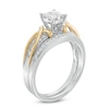Thumbnail Image 1 of 0.50 CT. T.W. Princess-Cut Quad Diamond Crossover Bridal Set in 10K Two-Tone Gold