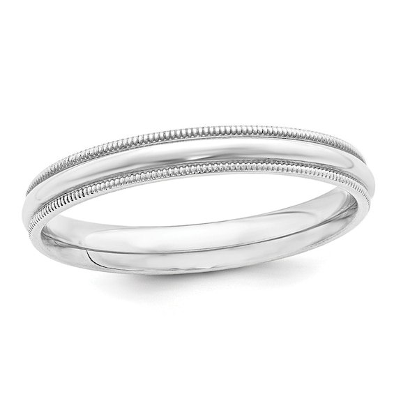 Ladies' 3.0mm Comfort Fit Vintage-Style Wedding Band in 14K White Gold Ladies' 3.0mm Comfort Fit Vintage-Style Wedding Band in 14K White Gold