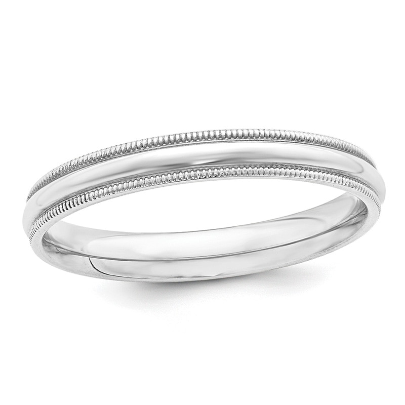 Main Image 1 of Ladies' 3.0mm Comfort Fit Vintage-Style Wedding Band in 14K White Gold