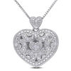 Thumbnail Image 0 of Diamond Accent Vintage-Style Beaded Double Heart Locket in Sterling Silver