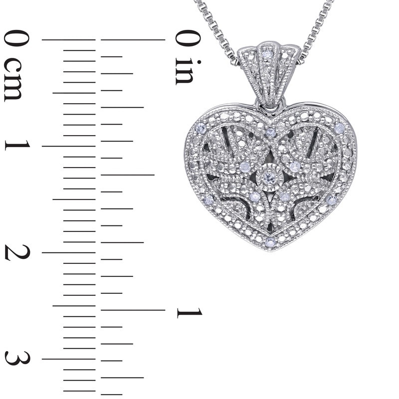 Main Image 3 of Diamond Accent Vintage-Style Beaded Heart Frame Locket in Sterling Silver
