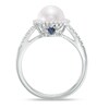 Thumbnail Image 2 of Vera Wang LOVE Cultured Akoya Pearl and 0.14 CT. T.W. Diamond Frame Ring in 14K White Gold - Size 7