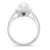 Thumbnail Image 3 of Vera Wang LOVE Akoya Cultured Pearl and 0.14 CT. T.W. Diamond Frame Ring in 14K White Gold-Size 7