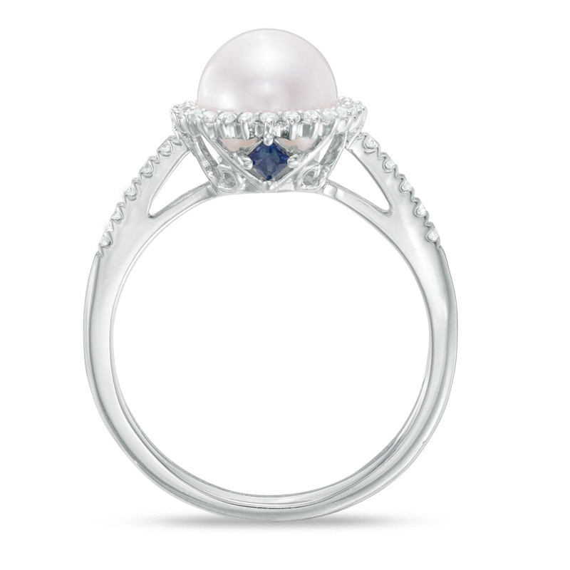 Vera Wang LOVE Cultured Akoya Pearl and 0.14 CT. T.W. Diamond Frame ...