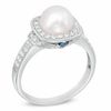 Thumbnail Image 2 of Vera Wang LOVE Akoya Cultured Pearl and 0.20 CT. T.W. Diamond Frame Ring in 14K White Gold-Size 7