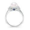 Thumbnail Image 2 of Vera Wang LOVE Cultured Akoya Pearl and 0.20 CT. T.W. Diamond Frame Ring in 14K White Gold - Size 7