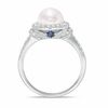 Thumbnail Image 3 of Vera Wang LOVE Akoya Cultured Pearl and 0.20 CT. T.W. Diamond Frame Ring in 14K White Gold-Size 7