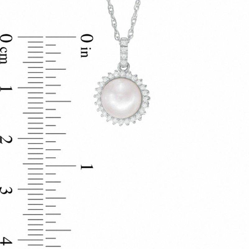 Vera Wang LOVE 7.5-8.0mm Akoya Cultured Pearl and Diamond Accent Frame Pendant in 14K White Gold